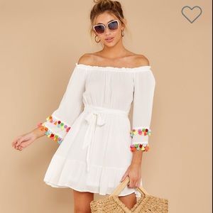 Riviera Fiesta White Off the Shoulder Dress